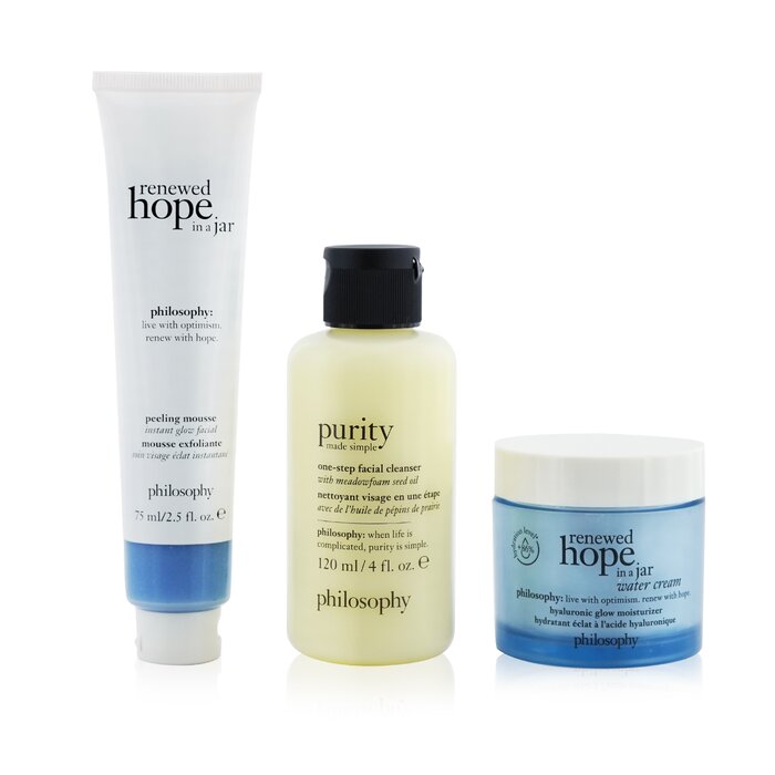 Smooth Glowing & Hopeful Set: Water Cream 60ml + Cleanser 120ml + Peeling Mousse 75ml 394771 3pcs