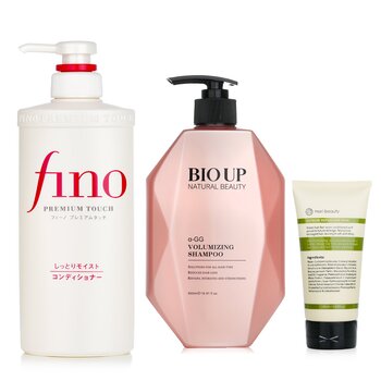 (F-KR) Shiseido Hair Conditione 550ml + Natural Beauty BIO UP Shampoo 500ml + mori beauty  Hair Mask 180ml 3pcs